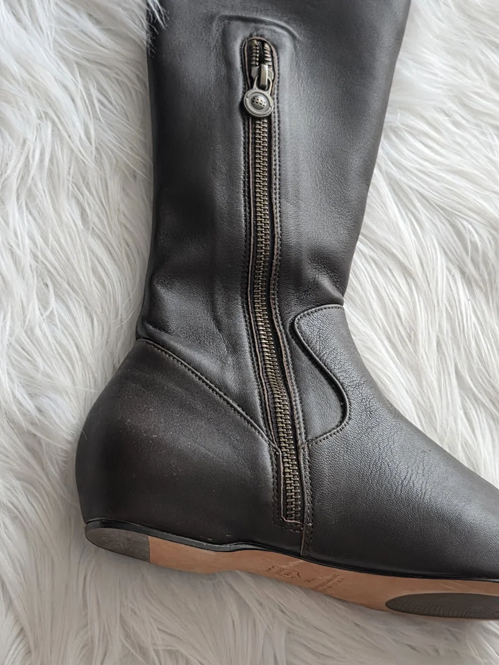 Leon Max Over-the-Knee Brown Fine Genuine Leather-Look Women's Boots